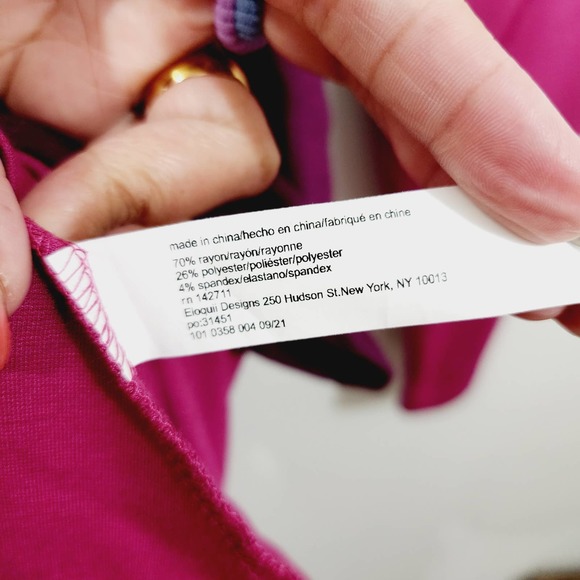 ELOQUII Colorblock Wrap Top Purple Fuchsia Stretch Knit NWT Womens Size Plus 24W - Picture 8 of 11